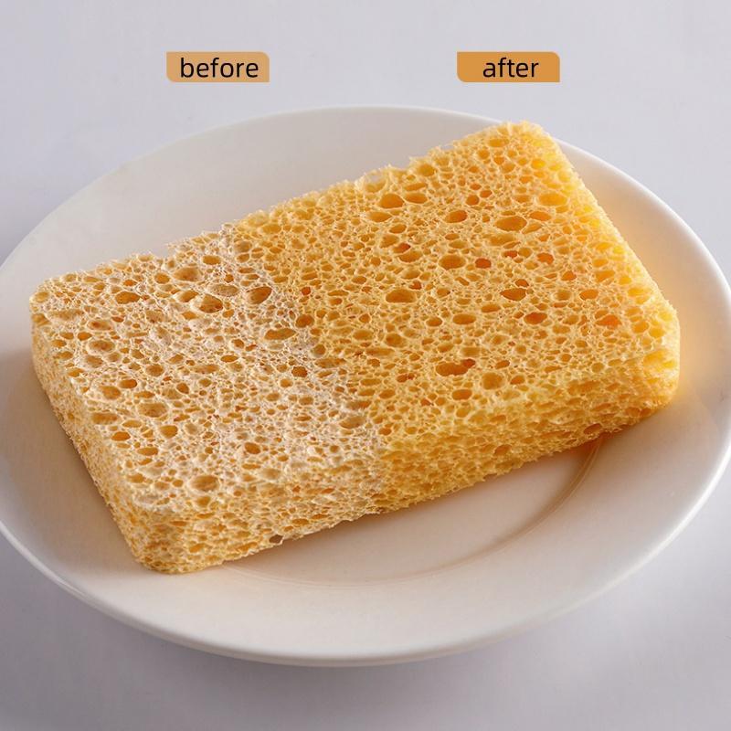 Kitchen Cleaning Sponge, 2 Counts set Wood Pulp Fiber Sponge, Dish Washing Sponge, Household Cleaning Tool for Kitchen