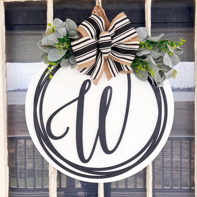 Monogram Door Hanger - Minimalist Door Hanger - Wooden Front Door Welcome Sign - Housewarming Gift