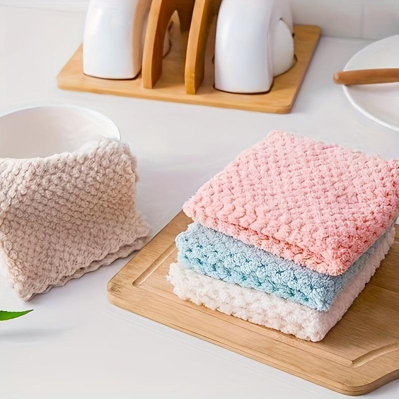 Random Color Kitchen Cleaning Cloth (10pcs), Durable Absorbent Towel for Easy Stain and Grease Removal, Multifunctional Household Dishwashing Rag Set