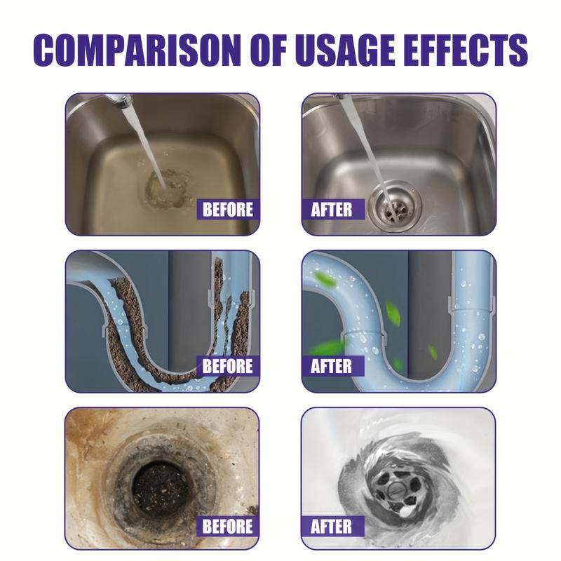 Powerful Pipe Dredging Agent for Kitchen and Toilet Pipelines - Dissolves 200+ Blockages and Kills 99% of Bacteria