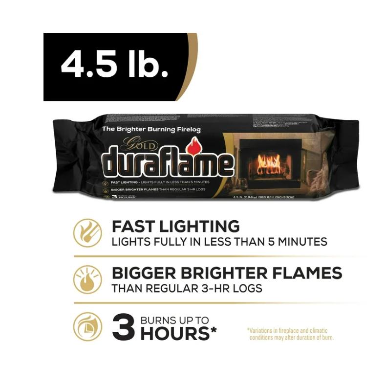 Duraflame Gold Ultra Premium 4.5 lb. Firelogs, 6-Pack Case, 3 Hour Burn