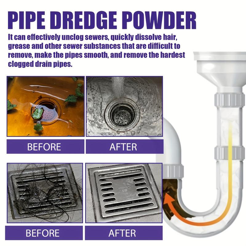 Powerful Pipe Dredging Agent for Kitchen and Toilet Pipelines - Dissolves 200+ Blockages and Kills 99% of Bacteria