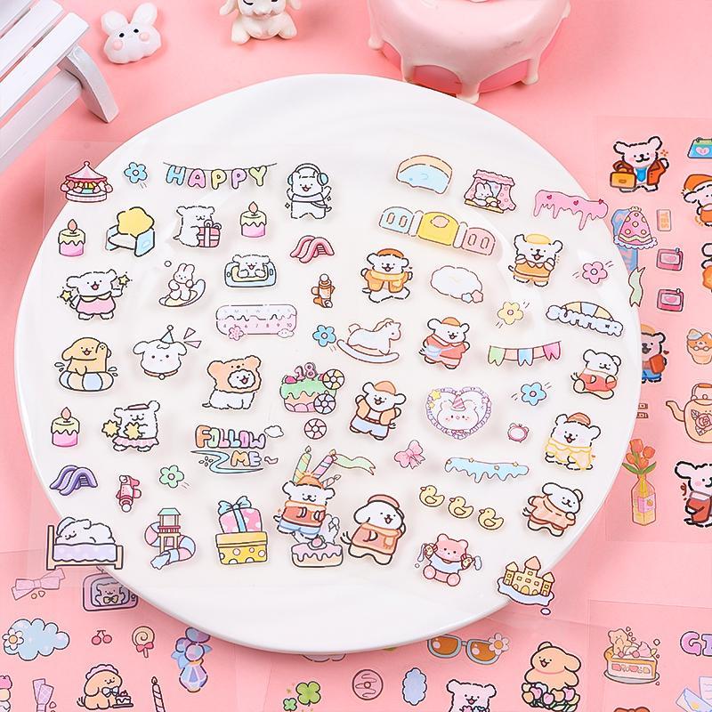 Cute Pet Pattern Sticker, 12pcs set Waterproof Self Adhesive Decor Paper, Decor Sticker for Gift Greeting Card & Water Bottle & Laptop