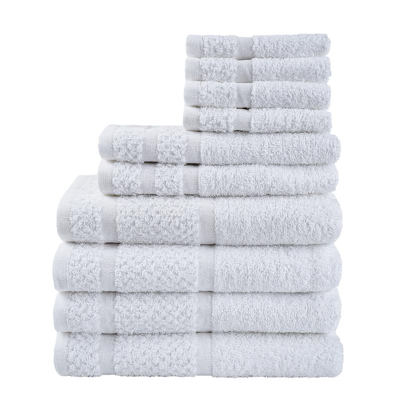 Mainstays 10 Piece Towel Set with Upgraded Softness & Durability, White