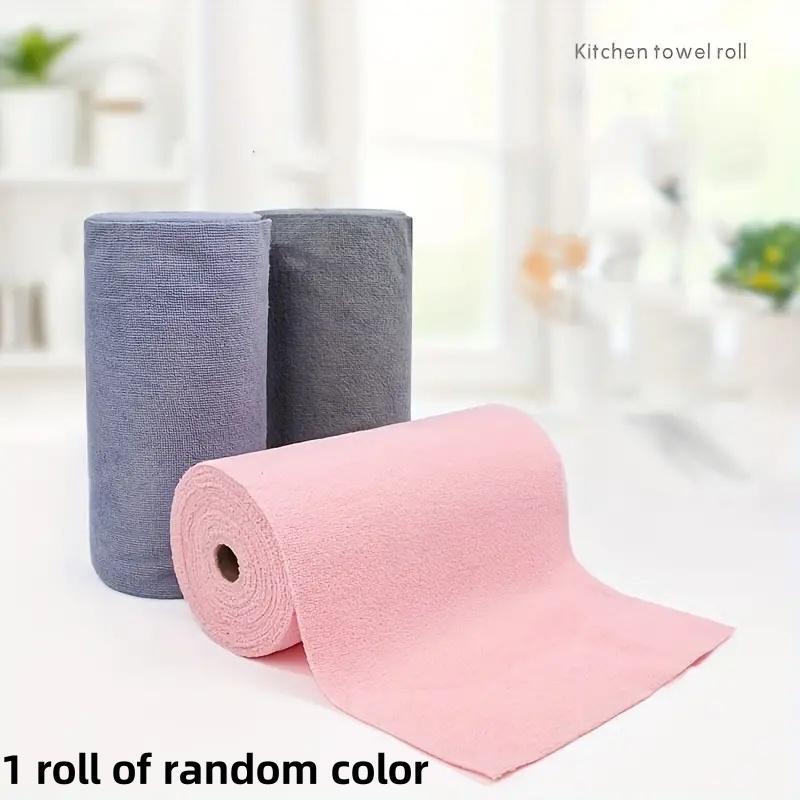 Random Color Microfiber Kitchen Towel, 20pcs roll Reusable Dishwashing Cloth, Absorbent Dish Towel, Household Cleaning Tool for Kitchen Bathroom