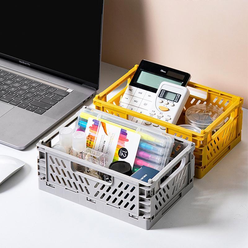 Foldable Desktop Storage Basket, 1 Count Mini Desk Organizer Basket, Desk Storage Basket for Office Home School Dormitory