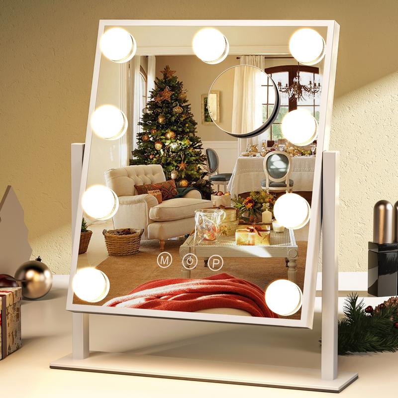 Vanity Mirror with Lights, Makeup Mirror with Lights, 10X Magnification, Light up Mirror with Smart Touch 3 Colors Dimmable, Mirror with Lights with 360° Rotation for Women Gift. Decor