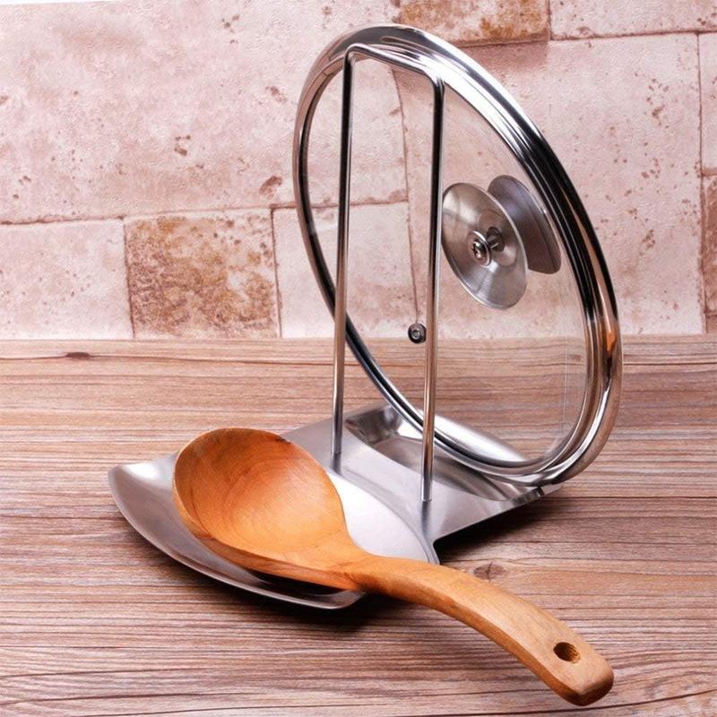 Pan Lid Holder Progressive Lid and Spoon Rest Shelf 304 Stainless Steel Pan Lid Organizer Kitchen Decor Tool! T&J