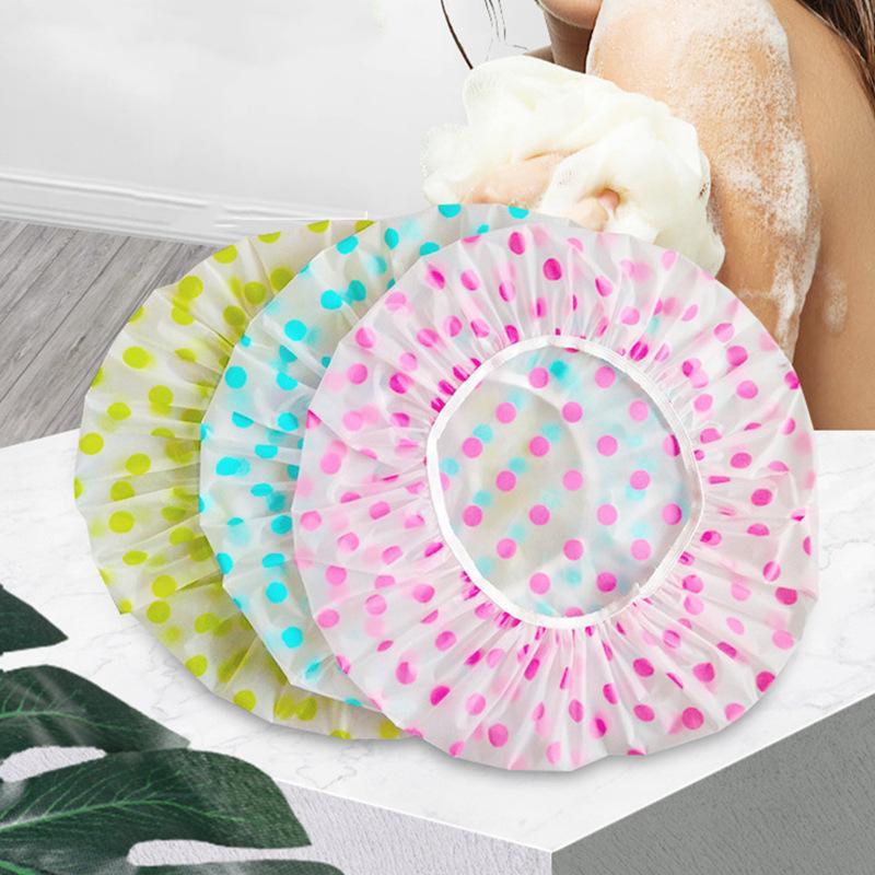 3pcs pack Colorful Dot Pattern Thickened Disposable Bathing Hat, Oil and Dust Proof Adult Bathing Hat, Bathing Supplies