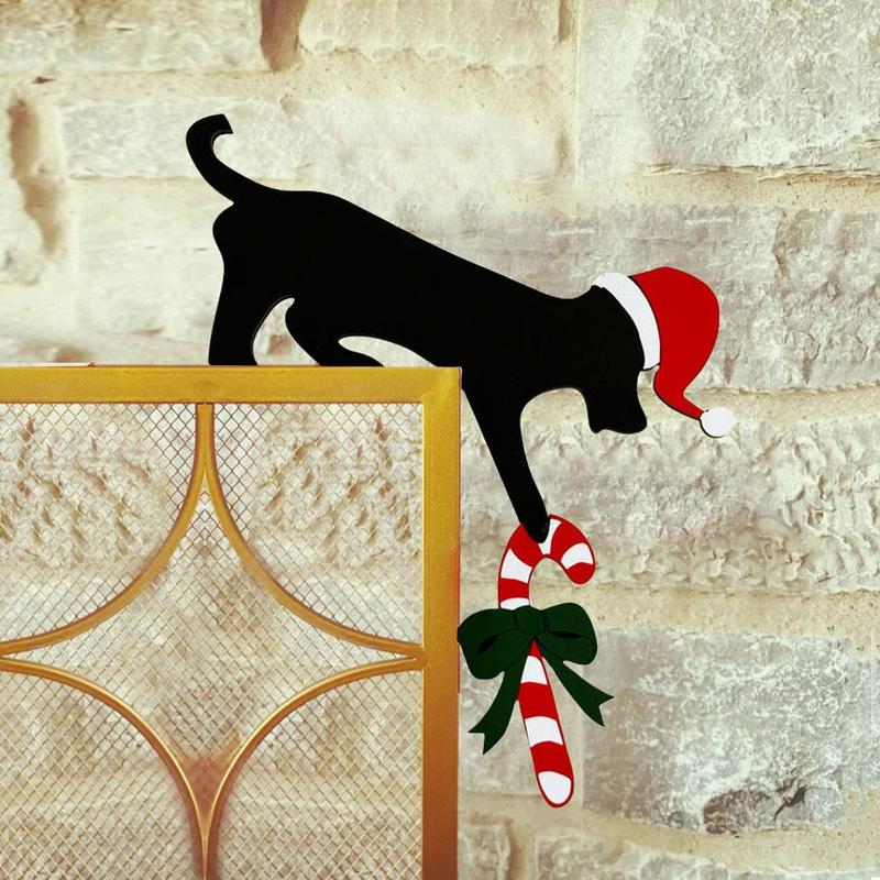 Dog Cat Shaped Christmas Door Corner Decor, 1 Count Rustic Faux Wood Dog Cat Hanging Ornament, Perfect for Holiday Ambiance & Party Decoration