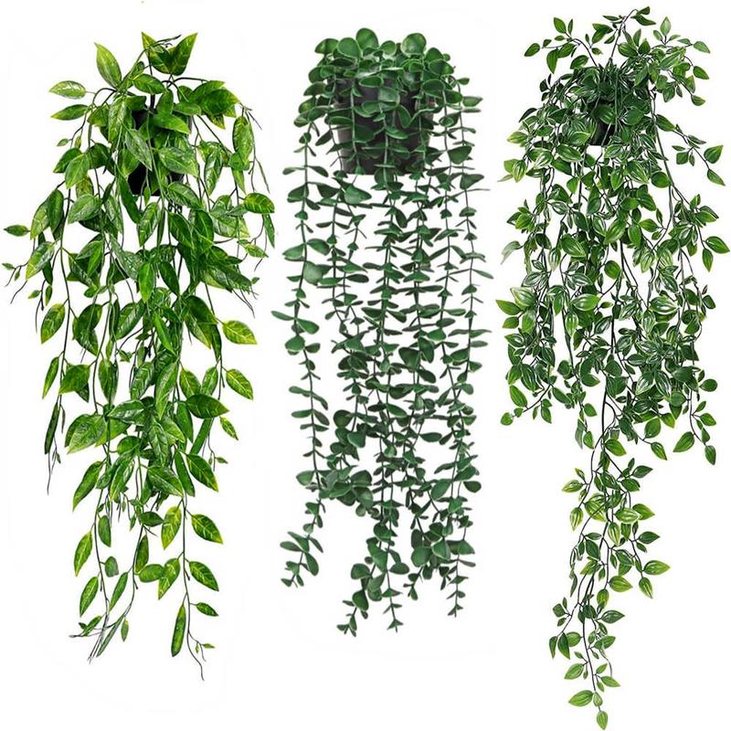 Artificial Hanging Plant for Room Decor (3pcs set), Faux Hanging Plant, Green  Indoor Plants Decoration for Home Bathroom Farmhouse Room Shelf, Dorm Essentials