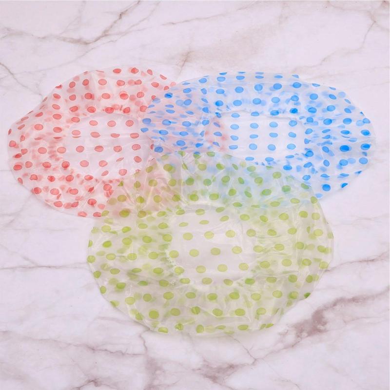 3pcs pack Colorful Dot Pattern Thickened Disposable Bathing Hat, Oil and Dust Proof Adult Bathing Hat, Bathing Supplies