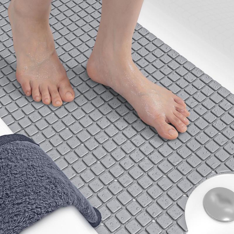 Bathroom Shower Mat, Non-slip Shower Mat with Drain Hole & Suction Cup, Soft Massage Bath Mat, Household Bathroom Shower Carpet, Bath Accessories, Home Decor