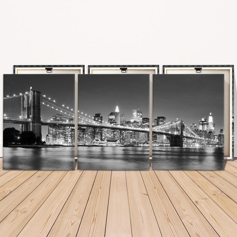 Cityscape Pattern Canvas Painting with Wooden Frame, 3 Counts set Modern Art Wall Decor, Exquisite Landscape Painting,  Canvas Art Home Decor, Wall Art Painting Room Decor, Christmas 2024 Ornament, Christmas Gift Ideas, Stocking Stuffers, Interior Design