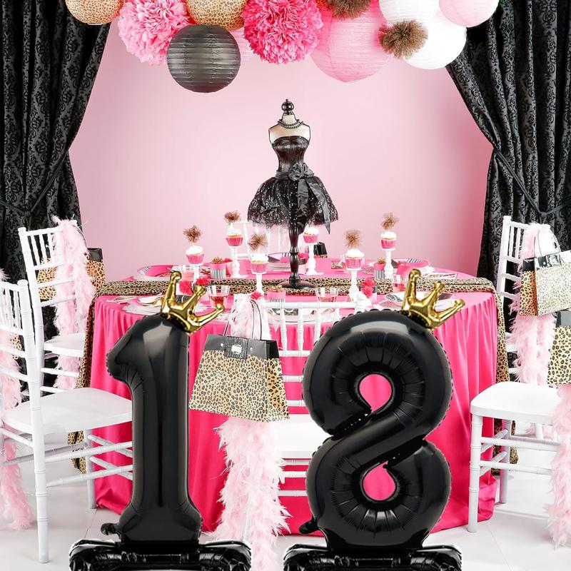 Standing Black Number 3 Balloon with Crown For  3rd Birthday Party Decoration, 40 Inch Number 3 Balloon