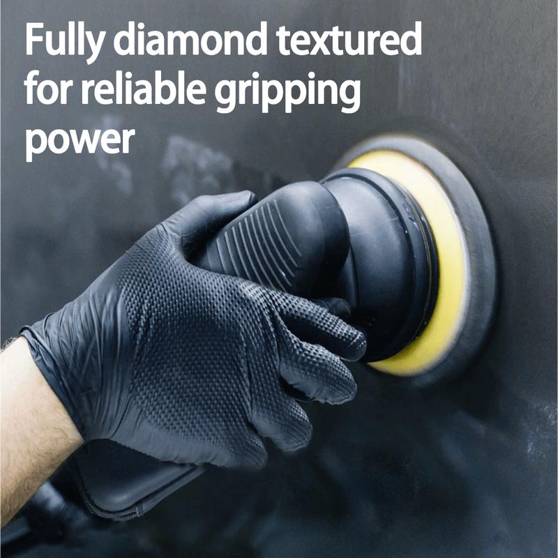 100pcs GP CRAFT 8Mil Diamond Textured Black Nitrile Gloves (Automative Work) Cleaning Hand Cover，100pcs box