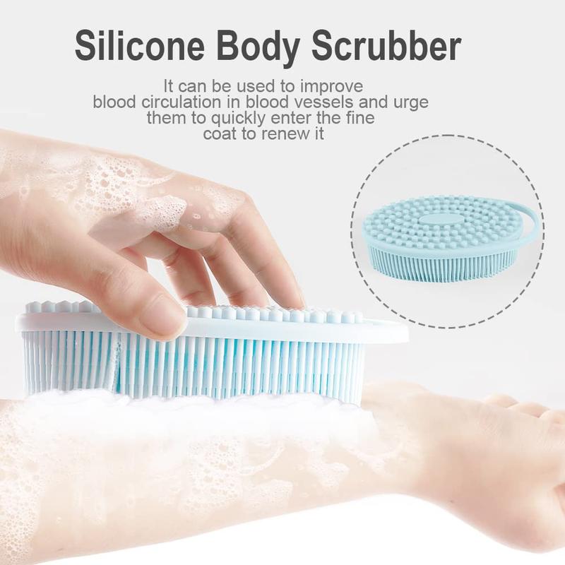 Silicone Body Scrubber, 2 Counts Exfoliating Body Scrubber with Handle, Soft Silicone Loofah Body Scrubber, Bathing Accessories for Home Bathroom