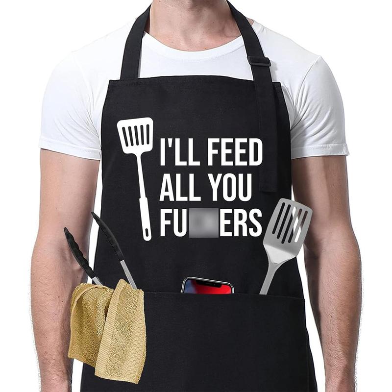 Funny Cooking Aprons for Men Women - Dad Gifts, Funny Gifts for Men Mom - Fathers Christmas, Birthday Gifts for Dad Step Dad Brother Boyfriend Husband - Cool BBQ Grilling Chef Apron for Men