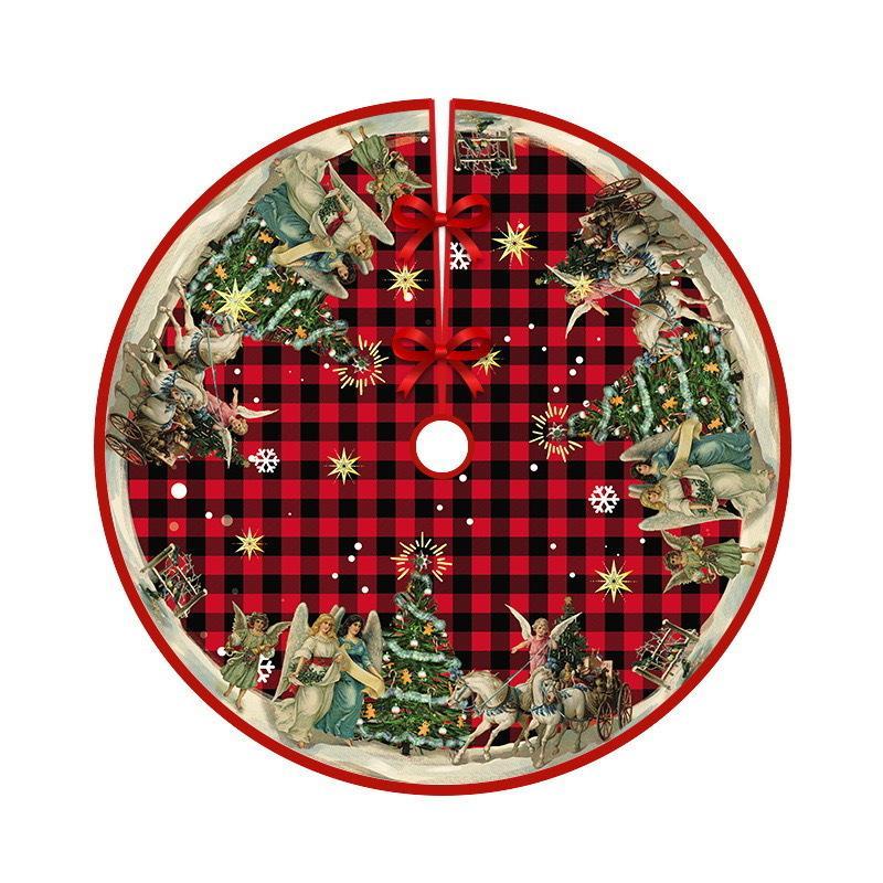 Christmas Tree Skirt, 1 Count Plaid Pattern Xmas Tree Skirt, Festive Decorations for Home Party, Decor Accessories