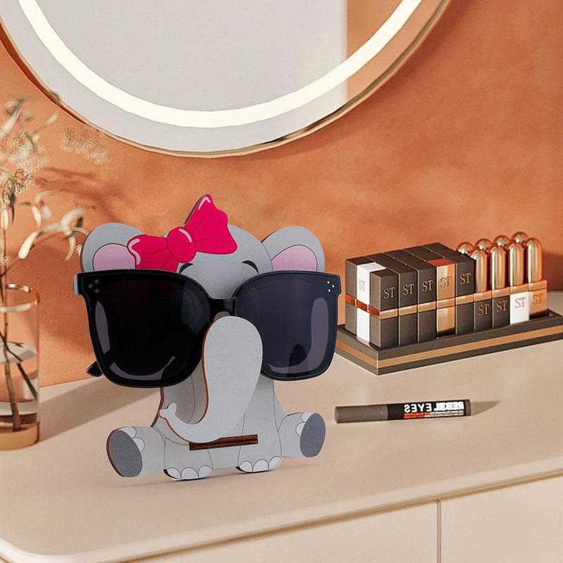 Cute Cartoon Elephant Design Glasses Holder, 1 Count Wooden Glasses Holder, Desktop Storage Rack for Home Office