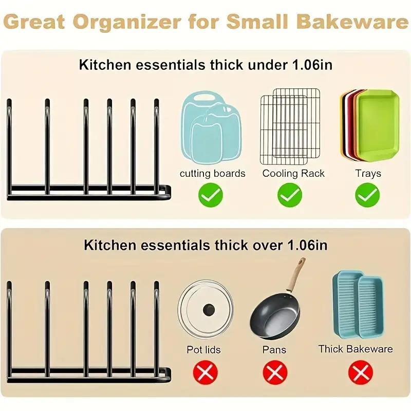 Kitchen Cutting Board Storage Rack, 1 Count Multi-functional Cutting Board & Baking Tray Storage Rack, Space Saving Kitchen Countertop & Cabinet Storage Rack