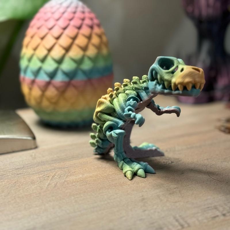 Dinosaur Skeleton and Egg 5” Figurine 3D Print Decoration