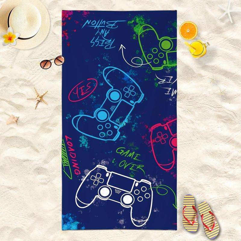 Gamepad Pattern Beach Towel, Beach Blanket, Mat, Summer Quick Drying Bath Towel, Multifunctional Towel for Swimming Pool Beach, Beach Trip, Travel Essentials, Vacation Sets, Swimsuit for Women 2024, Gifts