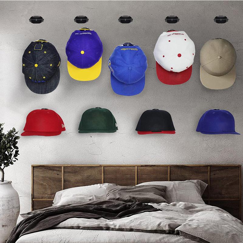 24 Pack Adhesive Hat Hooks for Wall，Hat Rack for Baseball Caps, Hat Hangers for Wall， No Drilling，Upgraded Adhesive Hat Holder Display（Black） Organiser Household