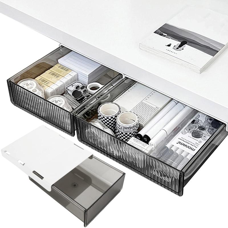 Under-desk Drawer Slide-out Storage Box, Durable Drawer Storage Box, Hidden Under-desk Drawer for Home & Office & School