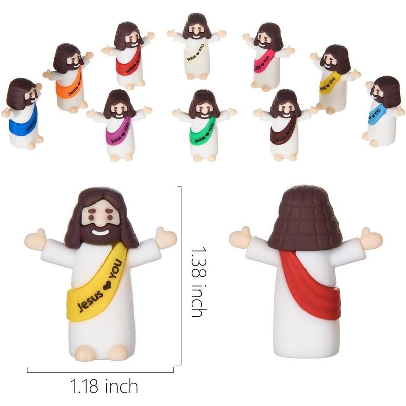 Mini Jesus Figures 50 Pcs Little Jesus Figures with Slogan to Hide and Seek Religious Christmas Christian Baptism Gifts