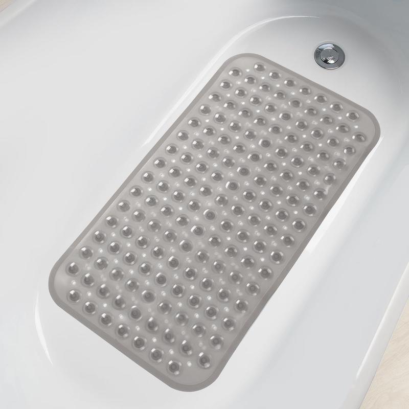 Rectangle Non-slip Bathtub Mat, 1 Count PVC Bathroom Mat with Drain Holes & Suction Cups, Bathroom Accessories, Home Essential