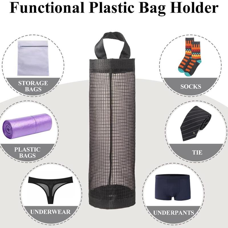 Wall Mounted Garbage Bag Holder, Multifunctional Socks Underwear Plastic Baghanging Net Storage Box, Storage Organizer for Living Room Bathroom Bedroom Kitchen