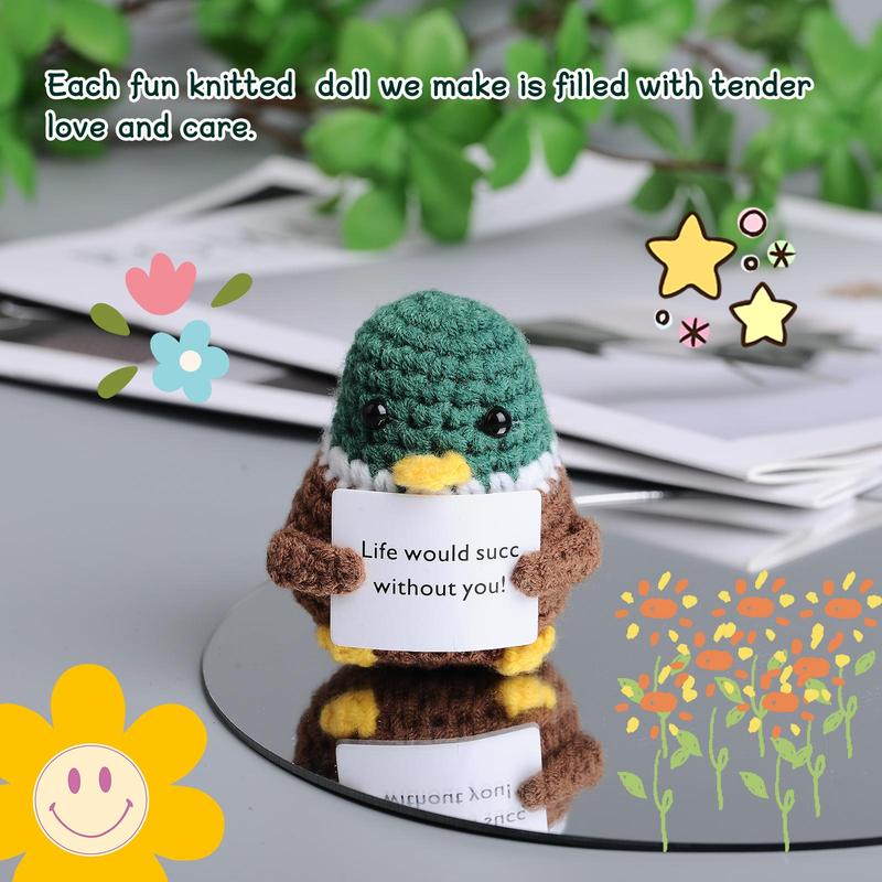 Cute Crochet Duck Design Ornament, Creative Positive Encouragement Card Ornament, Home Decor for Living Room Bedroom Office, Gift for Friends & Family