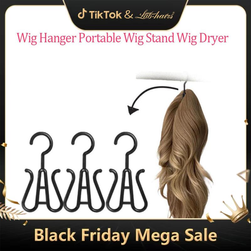 10 Pcs Set Wig Hanger Portable Wig Stand Wig Dryer Hair Organizer for Multiple Wigs For Women&Girls Wig Styling Stitching Hair Durable Heatless Plastic Suitable For All Types Wigs And Hats Displaying, Drying & Organizing Wigs Black