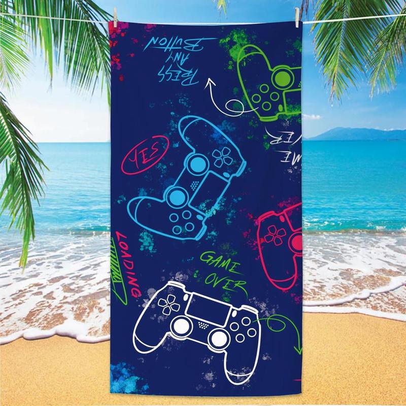 Gamepad Pattern Beach Towel, Beach Blanket, Mat, Summer Quick Drying Bath Towel, Multifunctional Towel for Swimming Pool Beach, Beach Trip, Travel Essentials, Vacation Sets, Swimsuit for Women 2024, Gifts