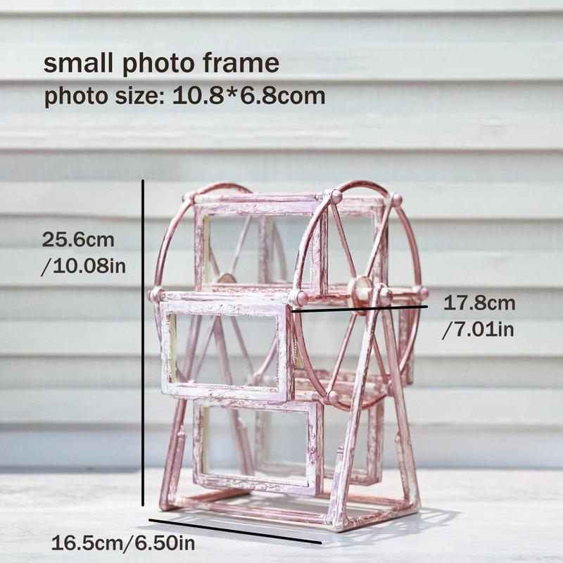 Vintage Ferris Wheel Design Photo Frame, 1 Count Double-sided Photo Frame, Desktop Decoration Photo Frame for Home Office, Gift for Friend & Family