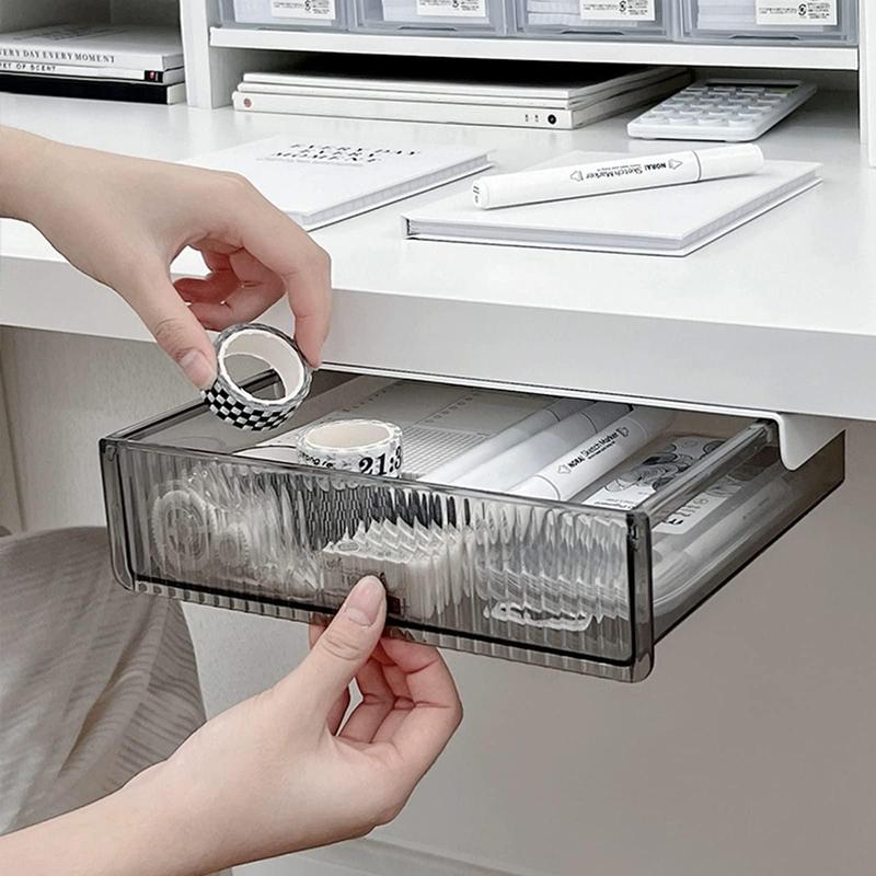 Under-desk Drawer Slide-out Storage Box, Durable Drawer Storage Box, Hidden Under-desk Drawer for Home & Office & School