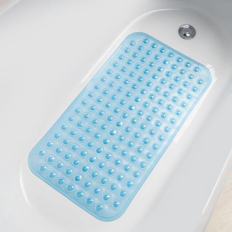 Rectangle Non-slip Bathtub Mat, 1 Count PVC Bathroom Mat with Drain Holes & Suction Cups, Bathroom Accessories, Home Essential