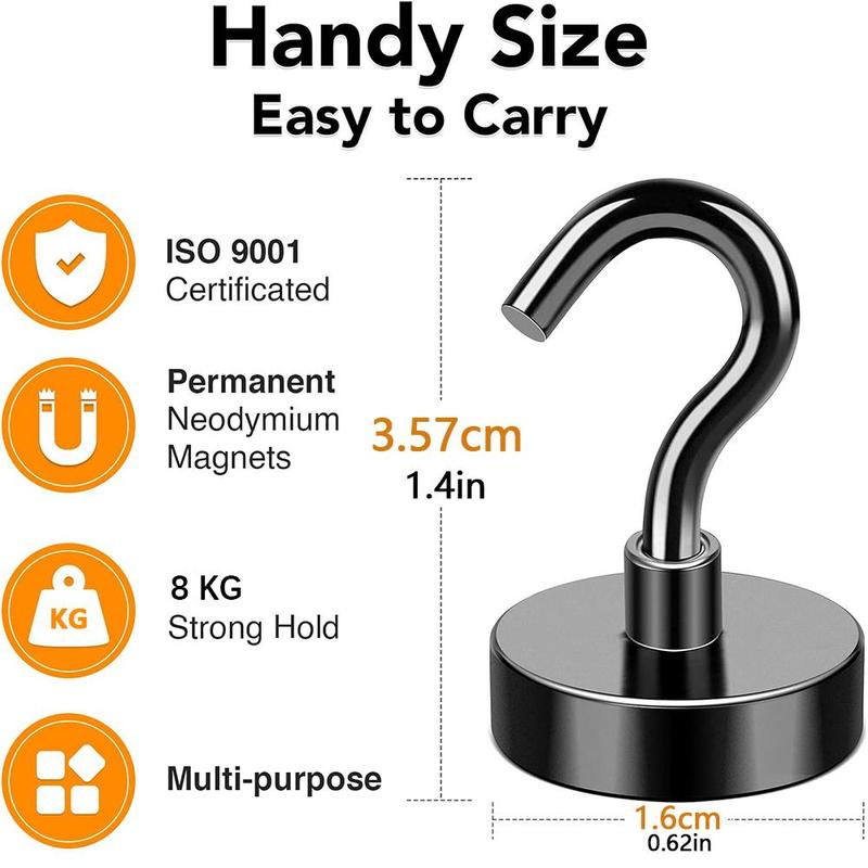 Magnetic Hooks, 4pcs set Heavy Duty Magnets with Hooks, Stable Sturdy Magnetic Hook for Kitchen Wall Hanging