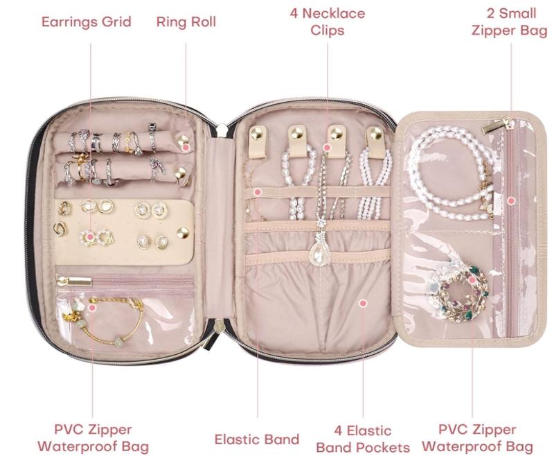 Large capacity jewelry storage bags, necklaces, earrings, rings, bracelets watch bags, travel jewelry bags purple multi-function Organiser christmas 2024 ornament