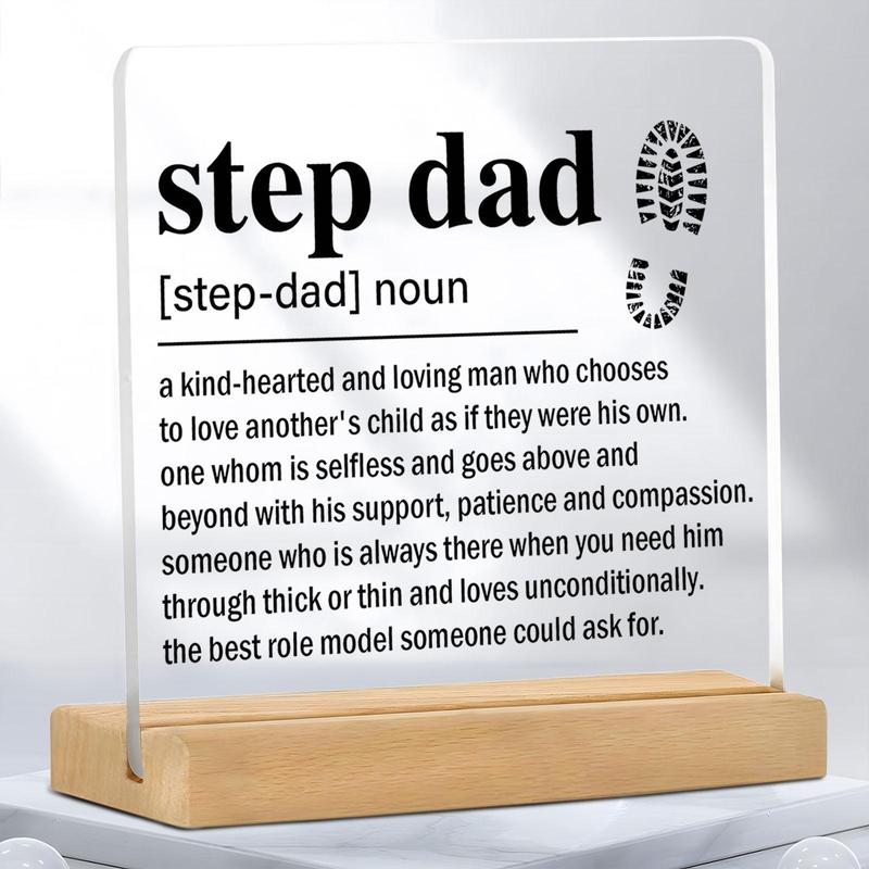 Step Dad Definition Acrylic Plaque, 1 Count Step Dad Noun Pattern Plaque, Desktop Ornament, Home Decor for Living Room Bedroom Office, Gift for Step Dad