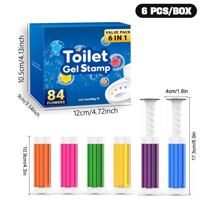 Toilet Cleaning Gel, 6pcs box Long-lasting Toilet Gel Stamp, Toilet Cleaner, Toilet Bowl Deodorant Gel, Toilet Scent Freshener Odor Removal Gel for Bathroom, Kitchen, Washbasin, Boyfriend Gift