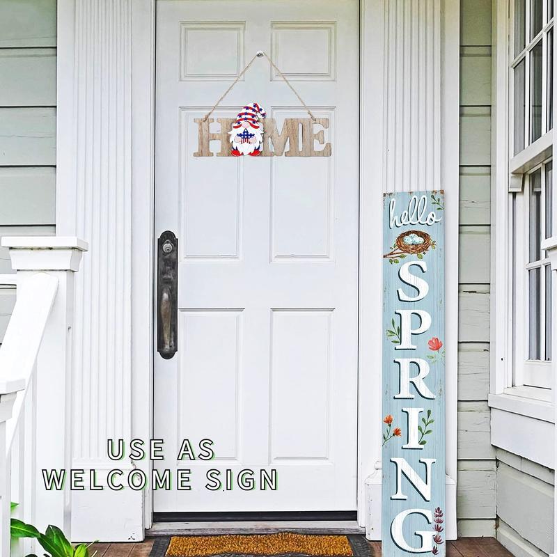 Interchangeable Seasonal Welcome Sign, 9 Counts set Including 1 Count Hanging Sign & 8 Counts Detachable Magnet Icons, Wall Hanger Decoration for Home Farmhouse