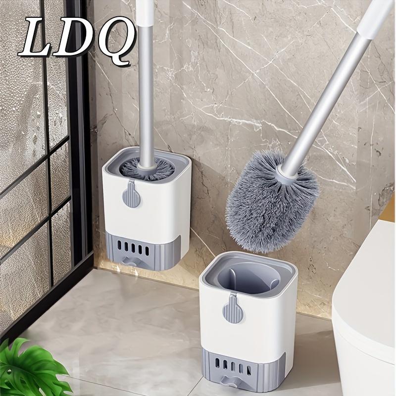 A set of toilet brush and stand cover, wall mounted long handle toilet brush and stand, flexible toilet brush, clean no dead corners, bathroom brush, hotel cleaning supplies