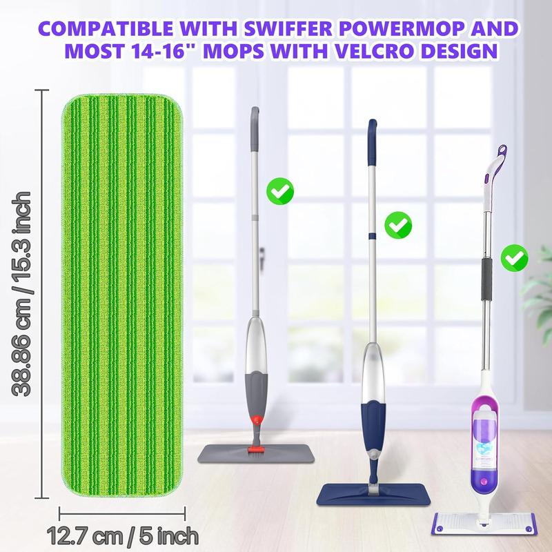 Reusable Mop Pads Compatible with Swiffer Power Mop, 6 Counts 18pcs Microfiber Mop Pads Refills Mop Heads Replacement for Swiffer Mop Spray Mop Floor Mop, Washable Reusable Floor Mopping Refills