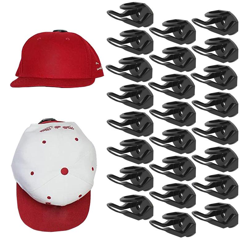 24 Pack Adhesive Hat Hooks for Wall，Hat Rack for Baseball Caps, Hat Hangers for Wall， No Drilling，Upgraded Adhesive Hat Holder Display（Black） Organiser Household