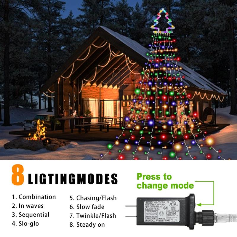 Outdoor Christmas Tree Decorating Light, 1 Count 11.8ft LED Light with 317 Led Lights Garden Decorations, Christmas 2024 Ornament, Decorative Light for Outdoor Garden Tree Decoration, Decorations Supplies, Light Decoration, Festive Decoration