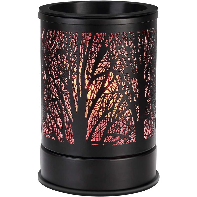 Fragrance Wax Melts Warmer with 7 Colors LED Changing Light Classic Black Forest Design Scent Oil Candle Warmer