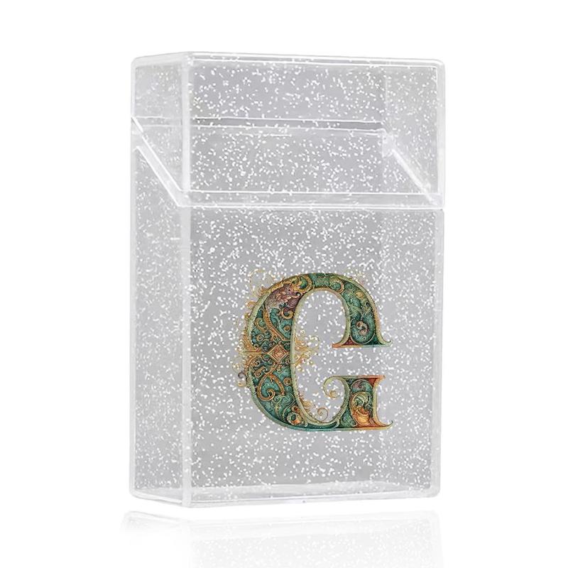 Clear Letter Pattern Cigarette Case, 1 Count Lightweight Reusable Clear Flip-top Box, Dustproof  Cigarette Organizer for Indoor & Outdoor