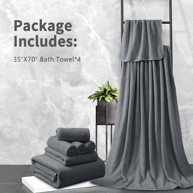 4 Extra Large Bath Towels Suit, Extra Large Bath Towels-Super Absorbent, Quick Drying, Super Soft, Thickening for Ultimate Comfort-Perfect for Family Bathroom, Perfect Bathroom Supplies, Home Essentials